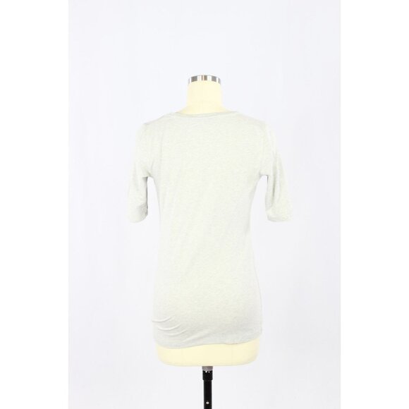 WHITE + WARREN Grey Cotton Modal Jersey Scoop Neck Half Sleeve T-Shirt, Size XS - Picture 3 of 13